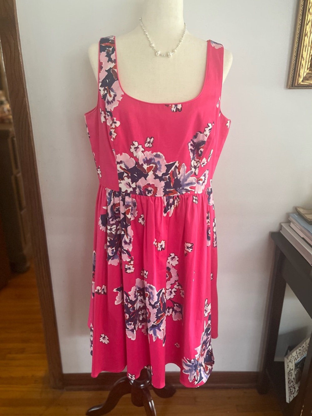 Donna Morgan Hot Pink Floral Dress - Bright Pink with Multicolor Print